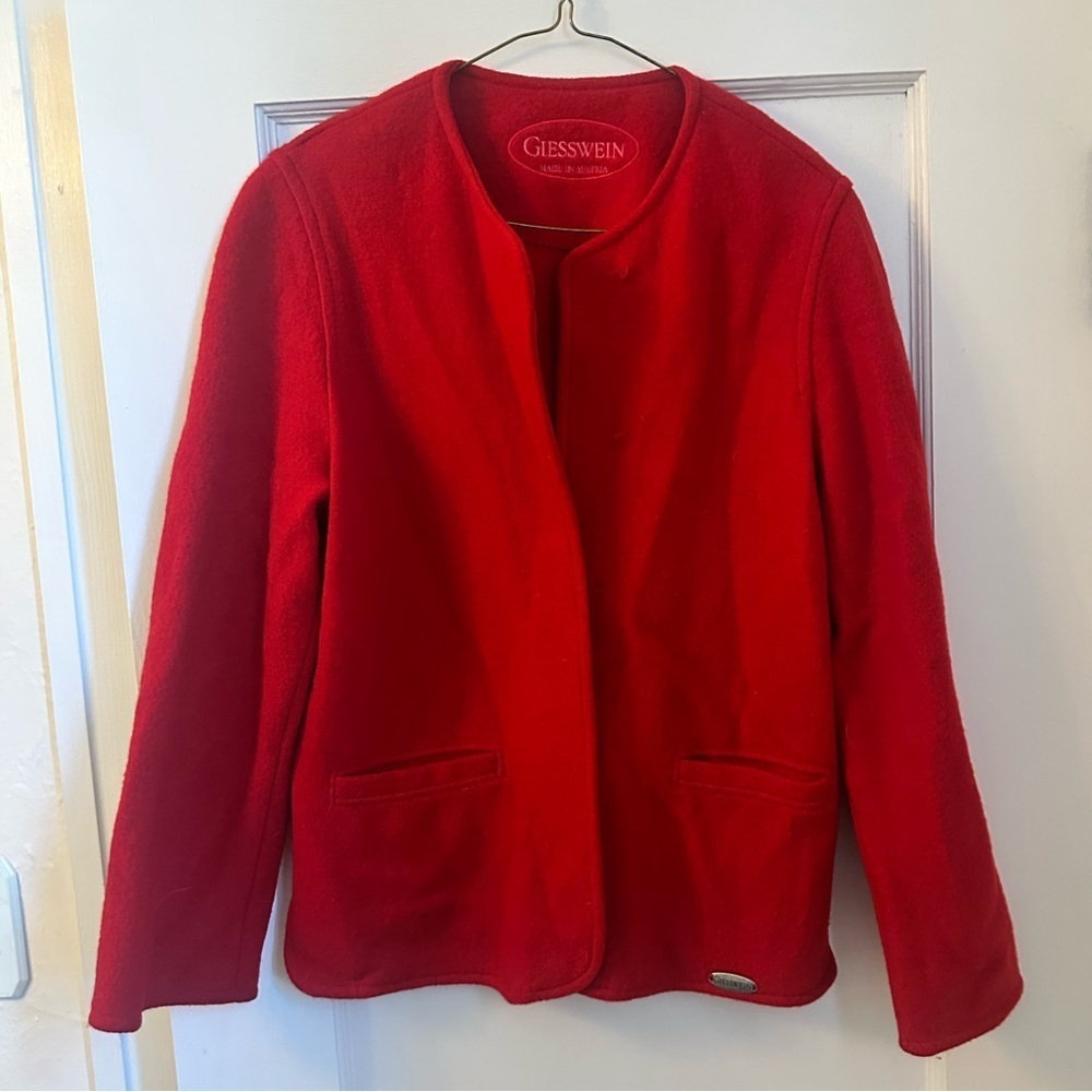 Giesswein Red Boiled Wool Jacket | Made in Austria | Minimalist Blazer